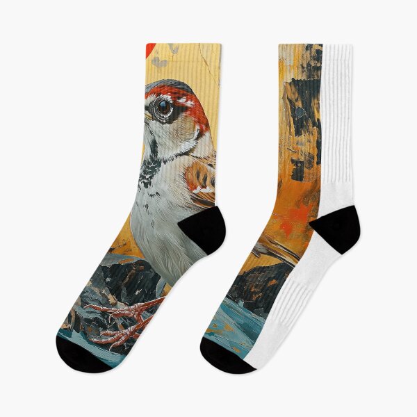 Item preview,  Sparrow art standing in turquoise water with a red sun  designed and sold by Rockwpapart.