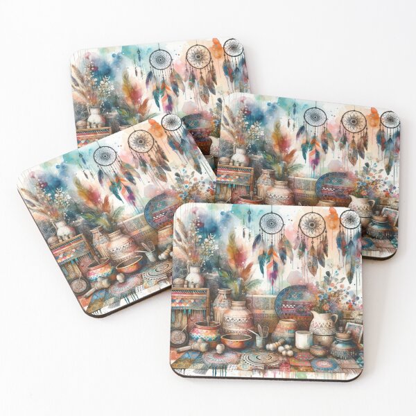 Item preview, Bohemian Dream Catchers Pottery Watercolour designed and sold by Kiwiaroha.