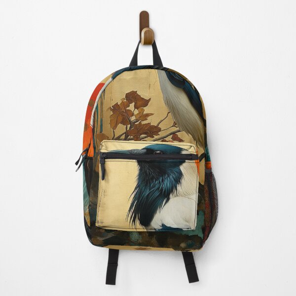 Item preview, White and black Crow painting standing in turquoise water with a red designed and sold by Rockwpapart.