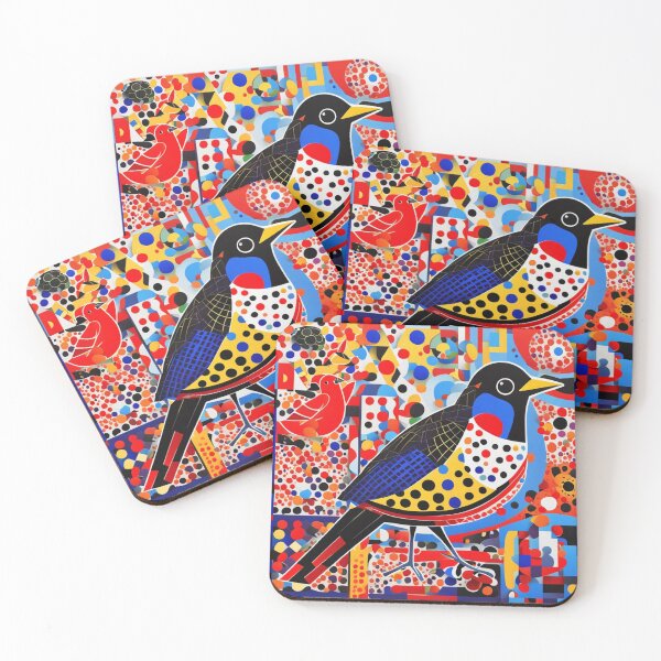 Item preview, Coloured Bird. Kusama-influenced style designed and sold by Andykinoz.