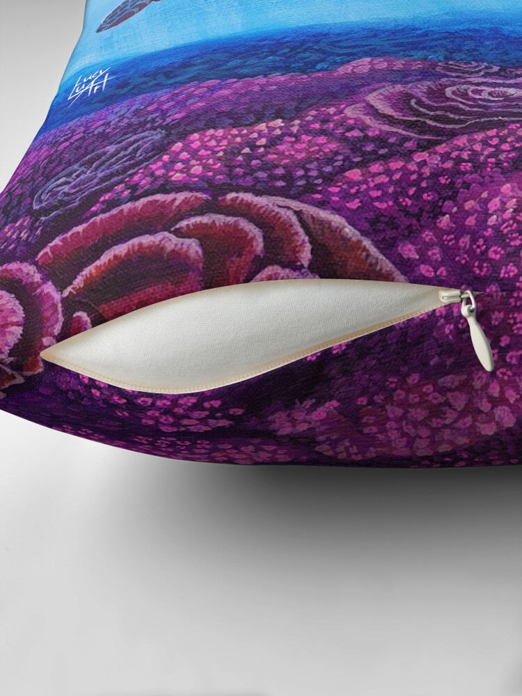 Thumbnail 2 of 4, Pillow, Sea Turtle Coral Reef Shark designed and sold by lucyluart.