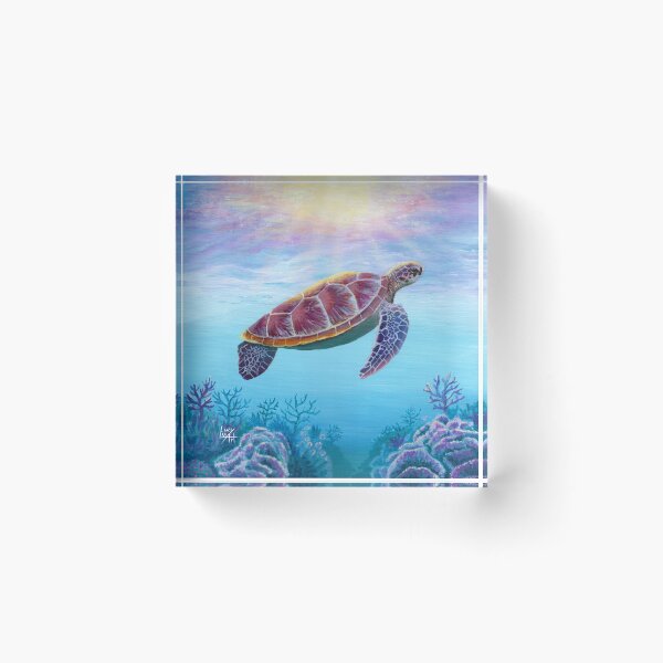 Item preview, Colourful Sea Turtle Coral Reef Painting designed and sold by lucyluart.
