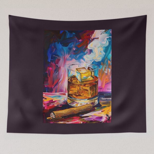 Item preview, Chromatic Rhapsody- A Cubist-Fauvist-Impressionist Saga Unfolding with Whiskey, Cigar, and Smoke designed and sold by OlfactoART Studio.