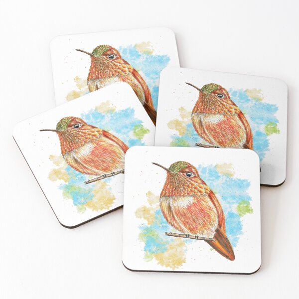 Item preview, Rufous Hummingbird with Watercolor Splatters designed and sold by Sockstomistic.