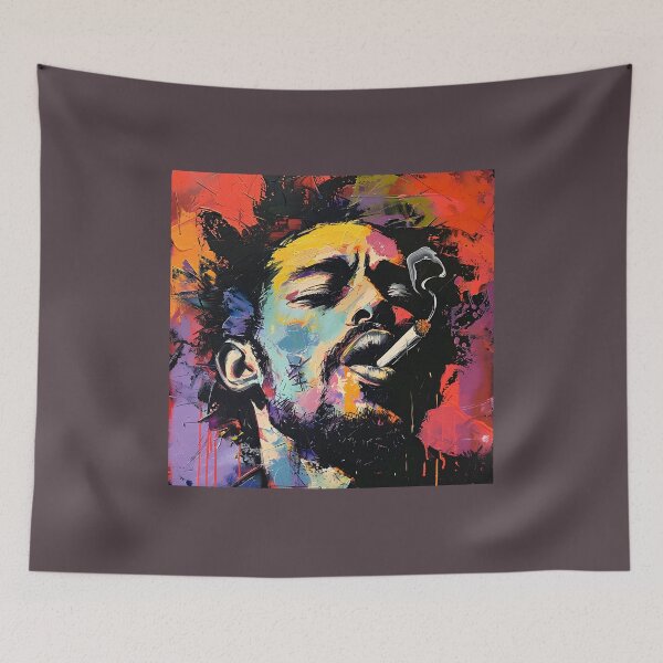 Item preview, Smoking Cigar Abstract Vivid Brushstrokes, Blending Classicism, Cubism, and Street Art Inspirations designed and sold by OlfactoART Studio.