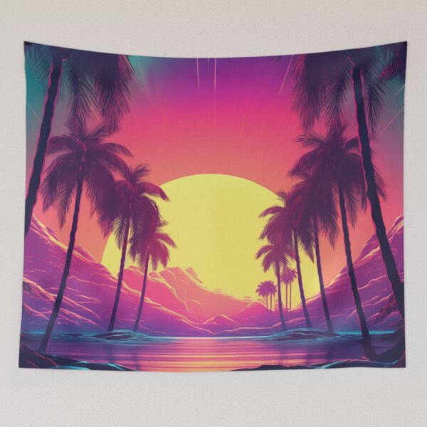 Item preview, Neon Horizon Elegance: Abstract Retrowave Fusion designed and sold by Mullet Monkey.