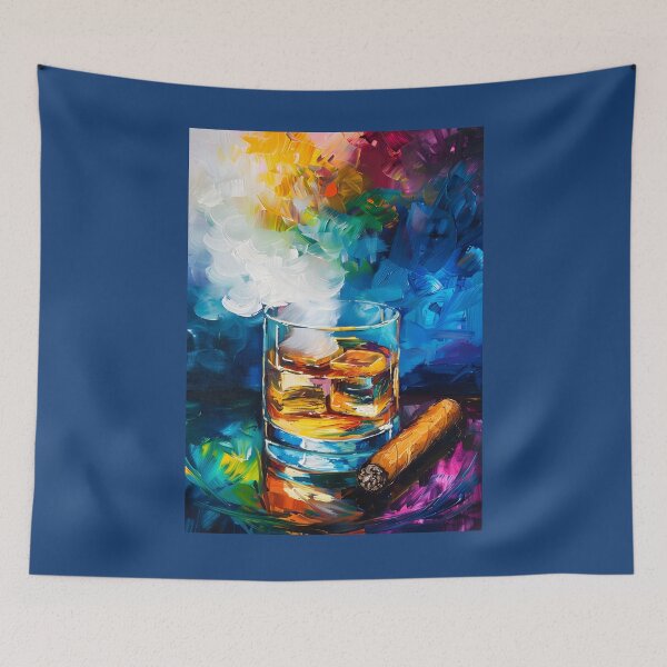 Item preview, Reveling in Vivid Cubism, Fauvism, and Impressionism with Whiskey Glass, Lit Cigar, and Smoke designed and sold by OlfactoART Studio.