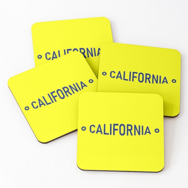 Item preview, Bahnschrift SemiBold CALIFORNIA Starbanner Inflated Transparent Navy on Yellow Outline by Mistah Wilson designed and sold by The Street Sign Store.