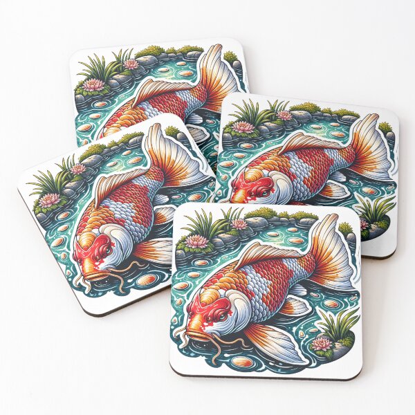 Item preview, Orange and White Koi Fish In a Pond  designed and sold by HippieFarms11.
