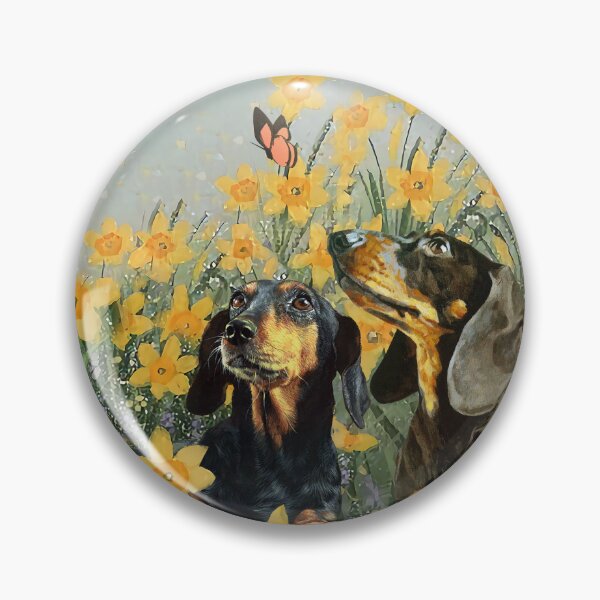 Item preview, Dachshund Couple In The Yelow Flower Garden designed and sold by Clitus.
