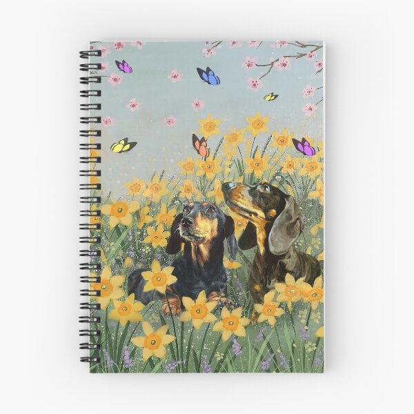 Item preview, Pareja de perros salchicha en el jardín de flores amarillas designed and sold by Clitus.