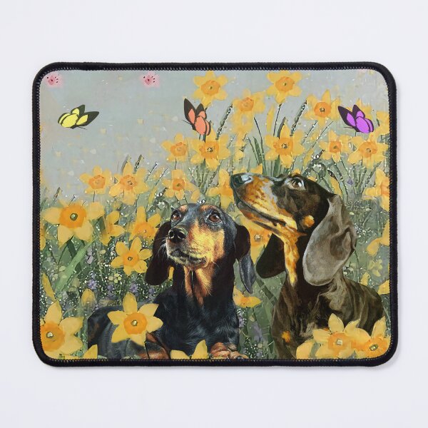 Item preview, Dachshund Couple In The Yelow Flower Garden designed and sold by Clitus.