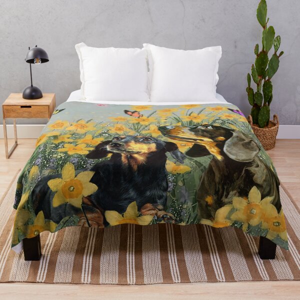 Item preview, Dachshund Couple In The Yelow Flower Garden designed and sold by Clitus.