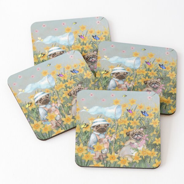 Item preview, Pug Couple In The Yelow Flower Garden designed and sold by Clitus.
