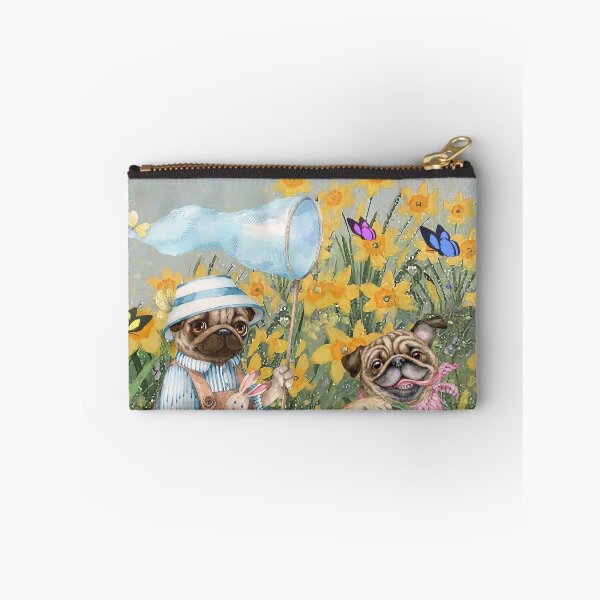 Item preview, Pareja de Pug en el jardín de flores amarillas designed and sold by Clitus.