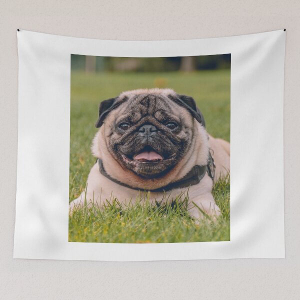 Item preview, Pug Dog Lying on Green Grass designed and sold by VanGaldo.