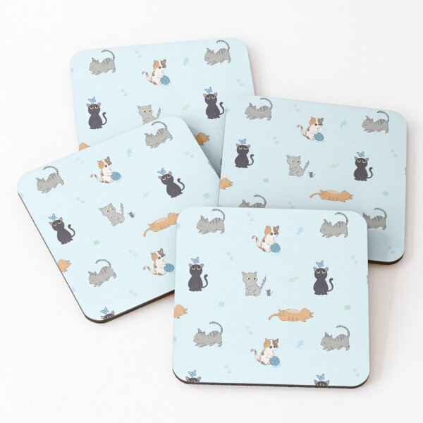 Item preview, Cute Cats Pattern - Blue designed and sold by Juna-Studio.