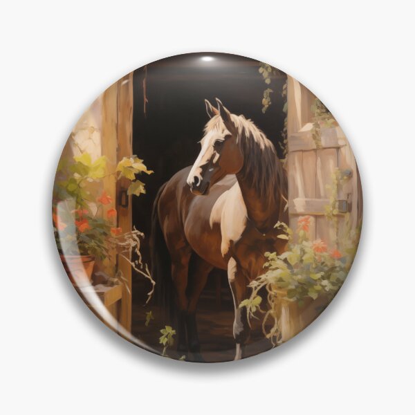 Item preview, Brown horse standing in stable doorway. designed and sold by ArtbyJanineTate.