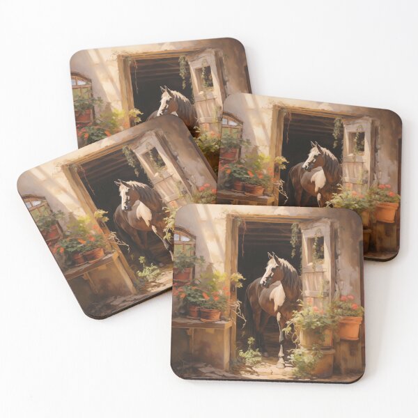 Item preview, Brown horse standing in stable doorway. designed and sold by ArtbyJanineTate.