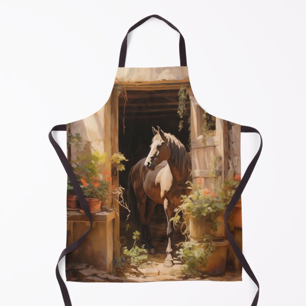 Item preview, Brown horse standing in stable doorway. designed and sold by ArtbyJanineTate.