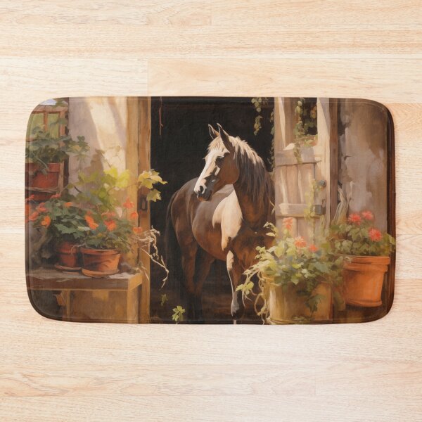 Item preview, Brown horse standing in stable doorway. designed and sold by ArtbyJanineTate.