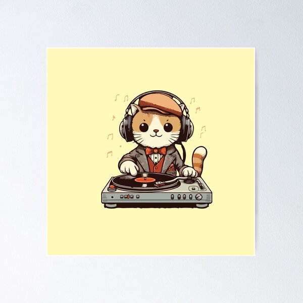 Item preview, Dj Cat kawaii Vintage designed and sold by SOMI SOMI.