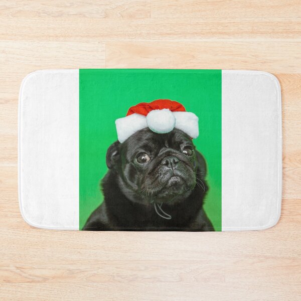 Item preview, Black Pug Dog Wearing Santa Hat designed and sold by VanGaldo.