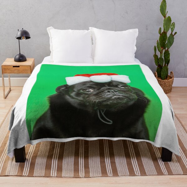 Item preview, Black Pug Dog Wearing Santa Hat designed and sold by VanGaldo.