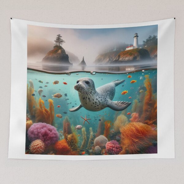 Item preview, Harbor Harmony - Seals in Coastal Ballet designed and sold by ProgressMagnet.