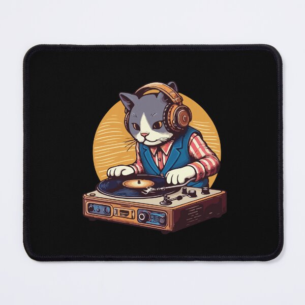 Item preview, DJ Cat Playing Music Vintage designed and sold by SOMI SOMI.
