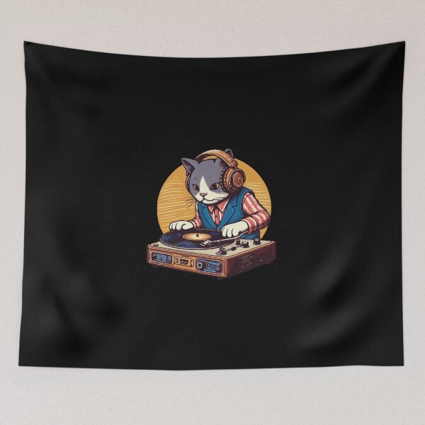 Item preview, DJ Cat Playing Music Vintage designed and sold by SOMI SOMI.