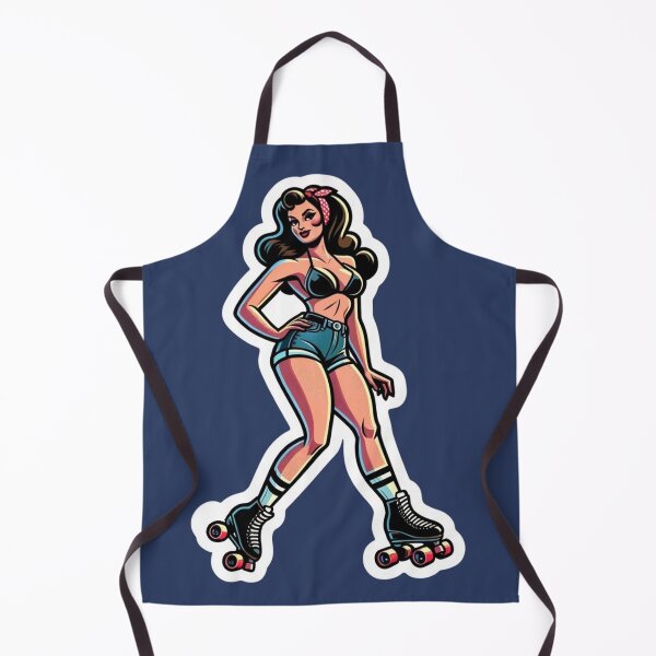 Item preview, Roller Girl in Denim shorts and Bikini Top designed and sold by PinUpPizzazz.