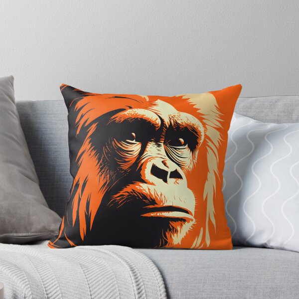 Artikelvorschau, Orang-Utan-Porträt. Tier bunt. Tierkissen. entworfen und verkauft von formform.