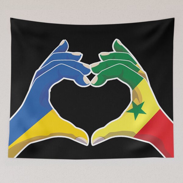 Item preview, Senegal Senegalese Ukraine Ukrainian Love Heart Peace designed and sold by FlagX.