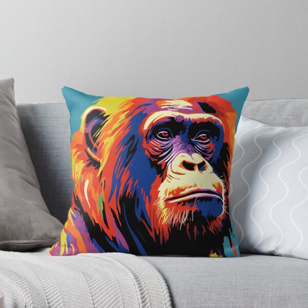 Artikelvorschau, Orang-Utan-Porträt. Tier bunt. Tierkissen. entworfen und verkauft von formform.