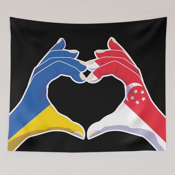 Artikelvorschau, Singapur Singapurisch Ukraine Ukrainisch Liebe Herz Frieden entworfen und verkauft von FlagX.