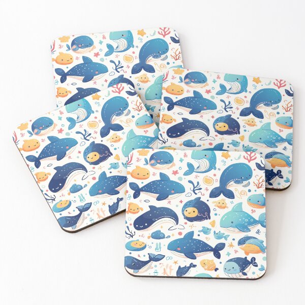 Item preview, Cute Marine Animals Seamless Pattern designed and sold by sereneprint.