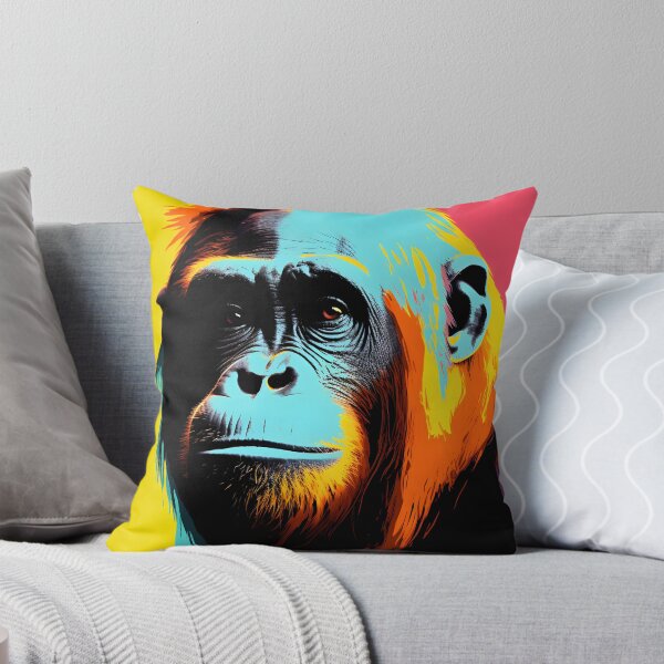 Artikelvorschau, Orang-Utan-Porträt. Tier bunt. Tierkissen. entworfen und verkauft von formform.
