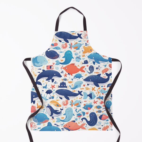 Item preview, Cute Marine Animals Seamless Pattern designed and sold by sereneprint.