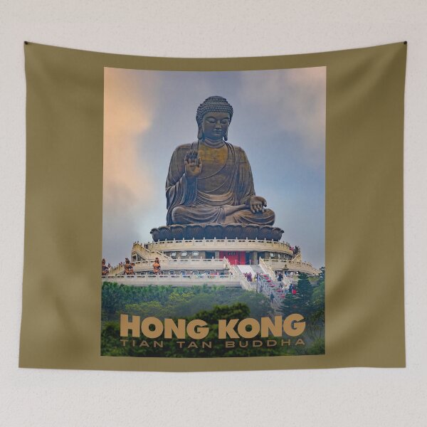 Item preview, Vintage Style Hong Kong Tian Tan Buddha Poster designed and sold by travelwitheric.