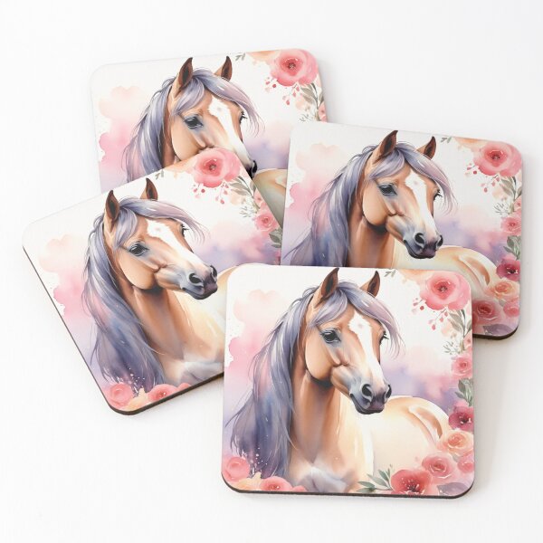 Item preview, Equestrian Elegance: Horse with Roses and Flowers Art Print designed and sold by Artforhorse.