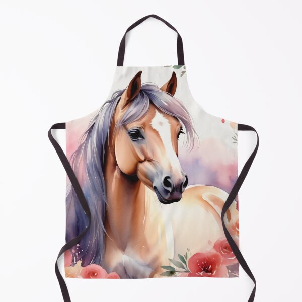 Item preview, Equestrian Elegance: Horse with Roses and Flowers Art Print designed and sold by Artforhorse.