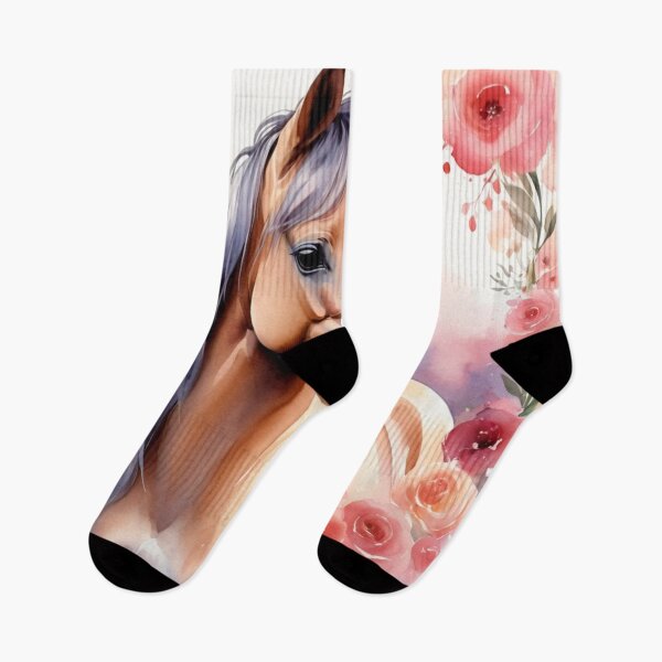 Item preview, Equestrian Elegance: Horse with Roses and Flowers Art Print designed and sold by Artforhorse.