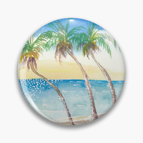 Item preview, Sandy Beach Seascape Scene Watercolor in the Caribbean  designed and sold by artshop77.