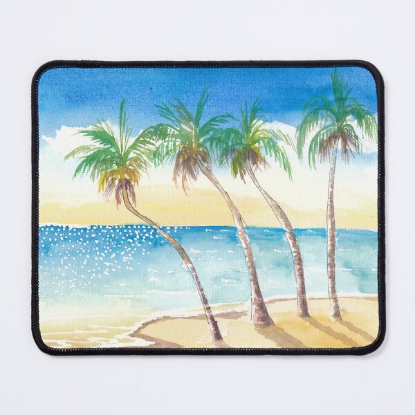 Item preview, Sandy Beach Seascape Scene Watercolor in the Caribbean designed and sold by artshop77.