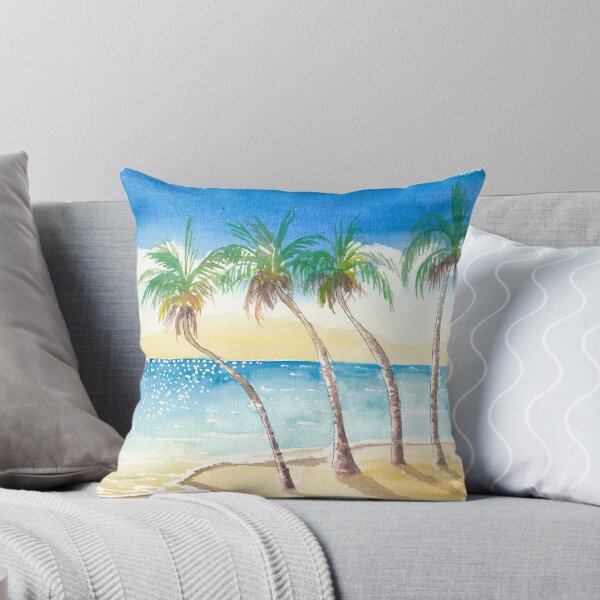 Item preview, Sandy Beach Seascape Scene Watercolor in the Caribbean  designed and sold by artshop77.
