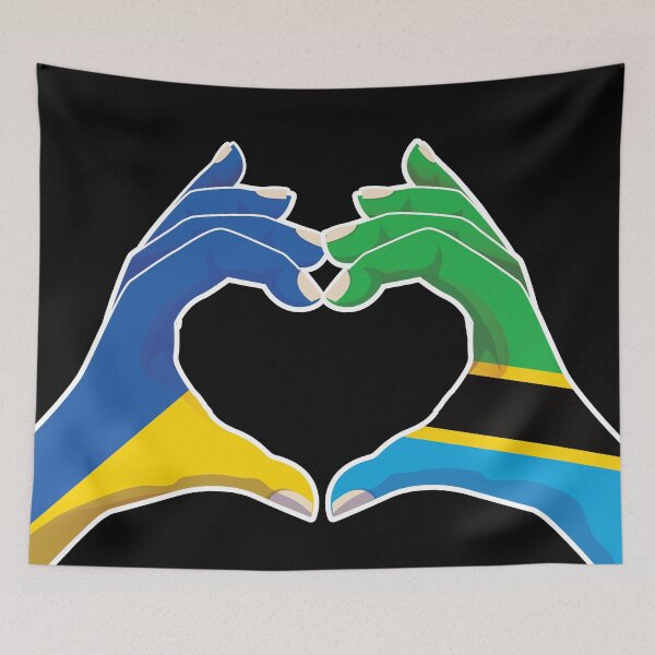 Item preview, Tanzania Tanzanian Ukraine Ukrainian Love Heart Peace designed and sold by FlagX.
