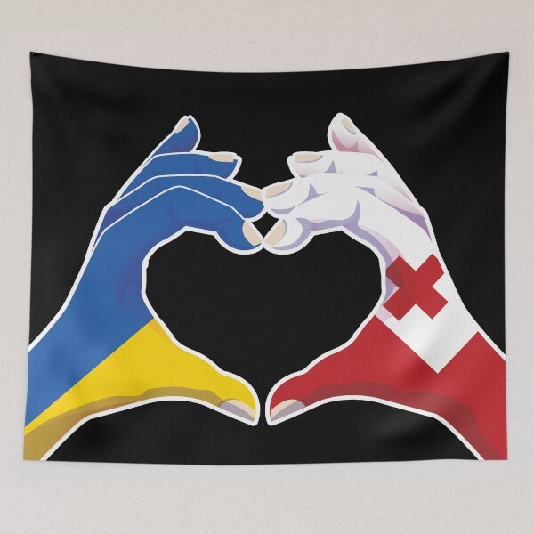 Item preview, Tonga Tongan Ukraine Ukrainian Love Heart Peace designed and sold by FlagX.