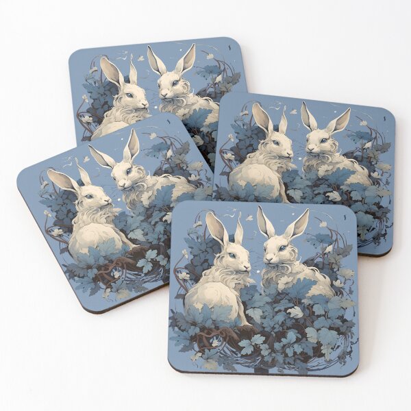 Item preview, Stunning White Hare Couple - Vintage Animals Collection designed and sold by RuralChicbyO.