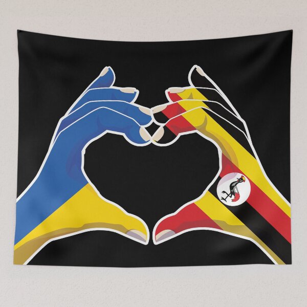 Item preview, Uganda Ugandan Ukraine Ukrainian Love Heart Peace designed and sold by FlagX.